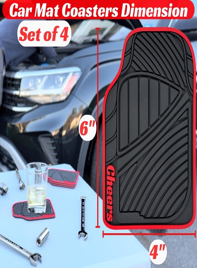 CALUVAR Cheers Mat Car Coasters Red Style 6x4in Cheers Sign for Bar Accessories and Tiki Decorations Outdoor Coasters Tiki Bar Sign and Coffee Decor Silicone Coaster for Drinks Mechanic Gifts for Car Guys - Image 3